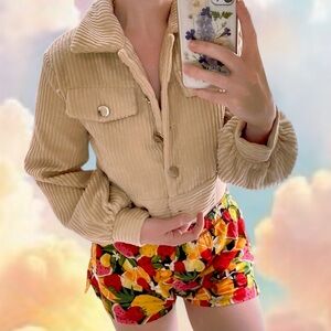 Shein • Oatmeal Cropped Corduroy Jacket